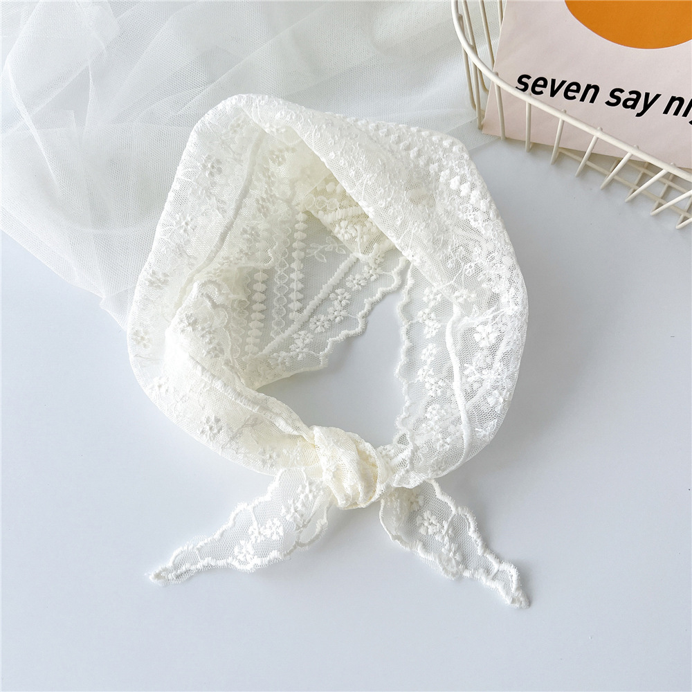 Écharpe en dentelle évidée pour femme, foulard de cheveux, hijab triangle, écharpe de cou, élégant, solide, document, mode féminine, présidence