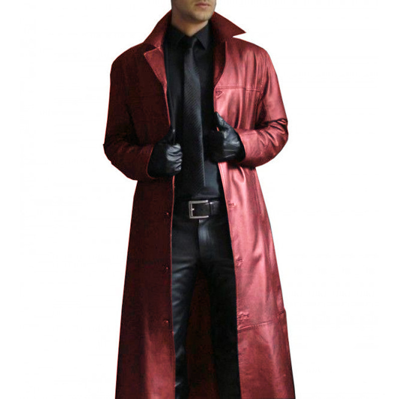 Veste d'automne en Faux cuir pour homme, col rabattu, lisse, coupe-vent, Streetwear, coupe cintrée, manches longues, Trench-Coat