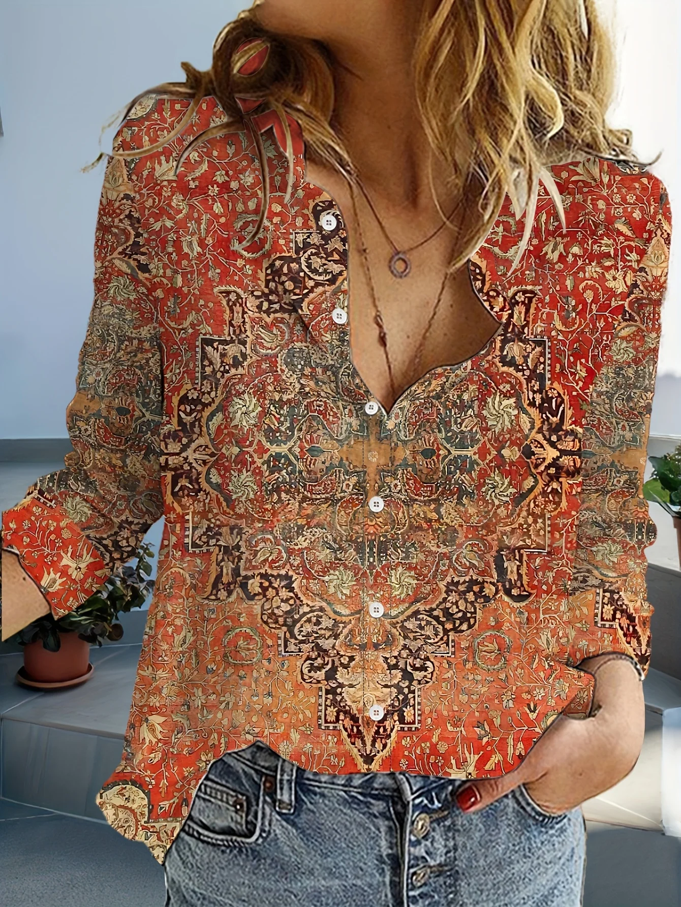 Chemises pour femmes printemps automne mode motif décontracté Design Blouse revers cou Blouse femme à manches longues chemises vêtements pour femmes