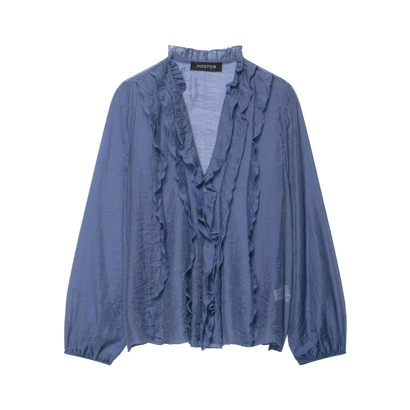 Chemises amples à volants pour femmes Printemps Été Femme Manches longues Superposées Col en V Chemise sexy Femme Casual Mode Blouses polyvalentes