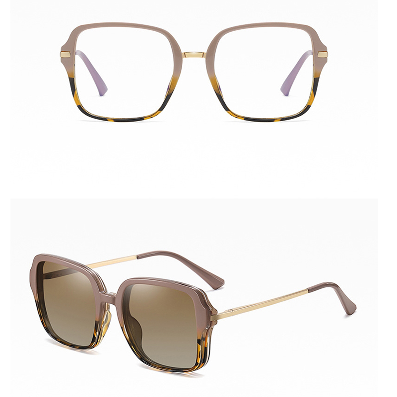 Lunettes de soleil carrées magnétiques roses 2 en 1, polarisées, tendance, pour dames, grand Clip, Anti-lumière bleue, transparentes