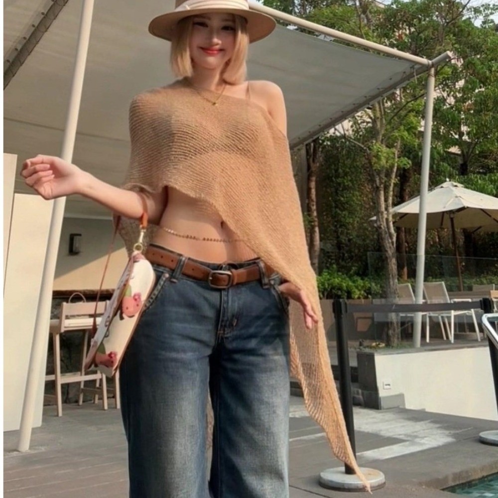 Poncho décontracté en crochet à épaules tombantes, transparent, irrégulier, cache-maillot de plage, crop top multi-usage, tenues de vacances
