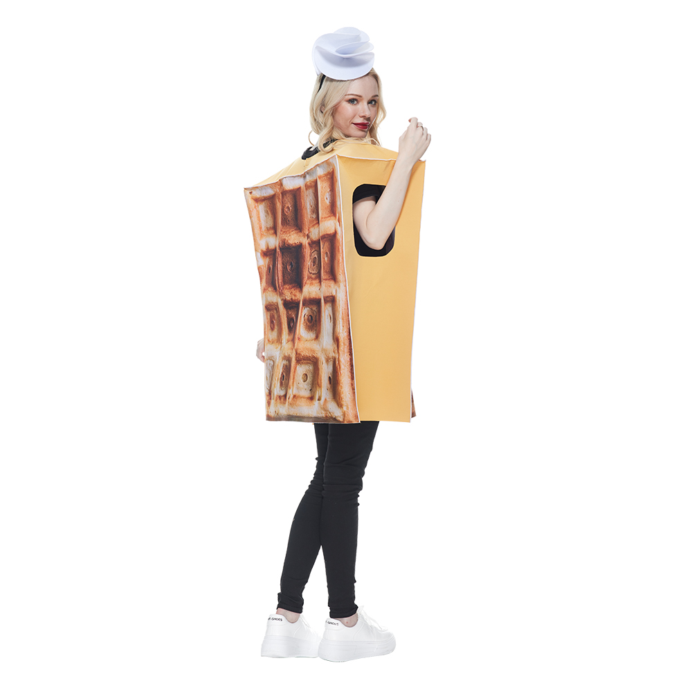 Costume amusant Eraspooky pour adulte, gaufres à la crème, pour Halloween, fête à thème alimentaire, gâteau sucré, tenue de cosplay avec chapeau, déguisement de carnaval