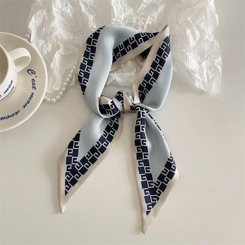 Ensemble série foulard en Satin de soie pour femmes, bandes de cheveux en tissu, accessoires de coiffure, foulards pour dames, attaches de cou en ruban pour poignée de sac/4 pièces
