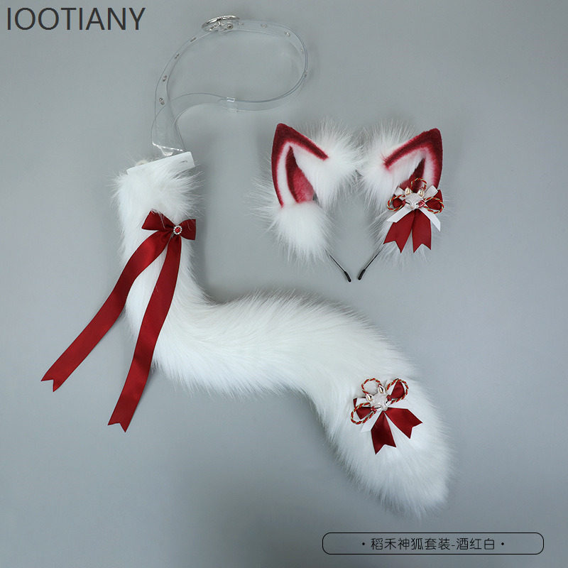 IOOTIANY Bandeau oreilles de renard avec clochettes et nœud, accessoires de cosplay japonais mignons, pour exposition de bandes dessinées, fête, costume de renard, coiffe de déguisement 2026