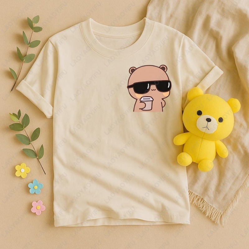 Bubu Dudu Bear chemise correspondant Couple tenue café amant unisexe adulte coton t-shirt mariage Couple saint valentin cadeau mignon décontracté hauts