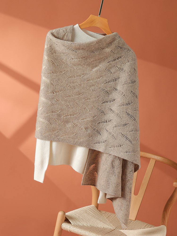 Nouveau femmes 100% laine mérinos châle écharpe automne hiver luxe chèvre cachemire tricots grâce bureau dame cachemire pull feuille hawl