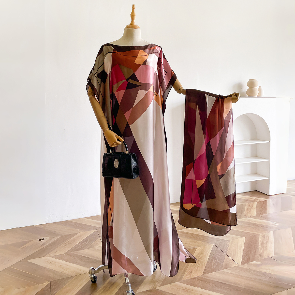 Robe africaine à manches courtes pour femmes, nouvelle mode africaine, motif coloré, dubaï, été, soie véritable, impression douce, ample, Tradition musulmane, 2025