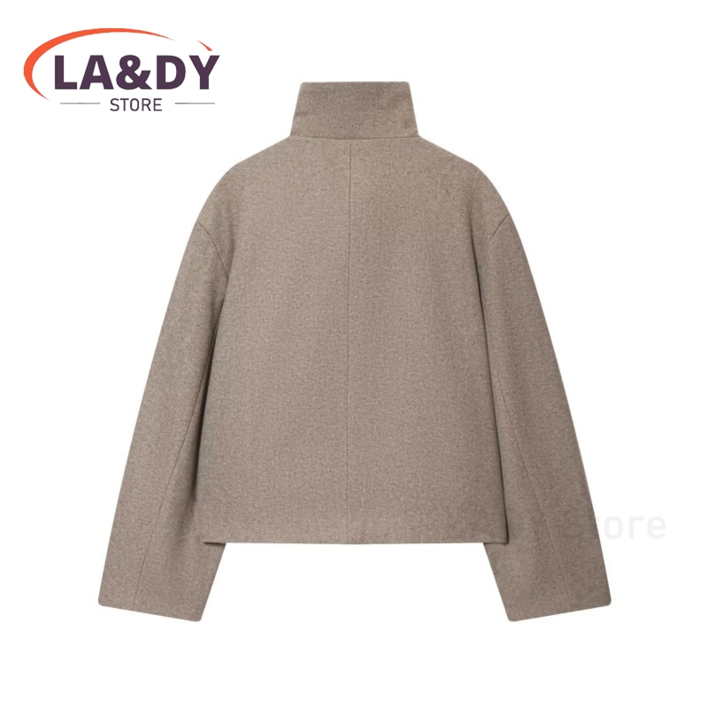 Veste à col montant pour femme, décontractée, manches longues, avec boucle de manchette, élégante, Chic, vêtements d'extérieur, nouvelle collection automne-hiver 2026