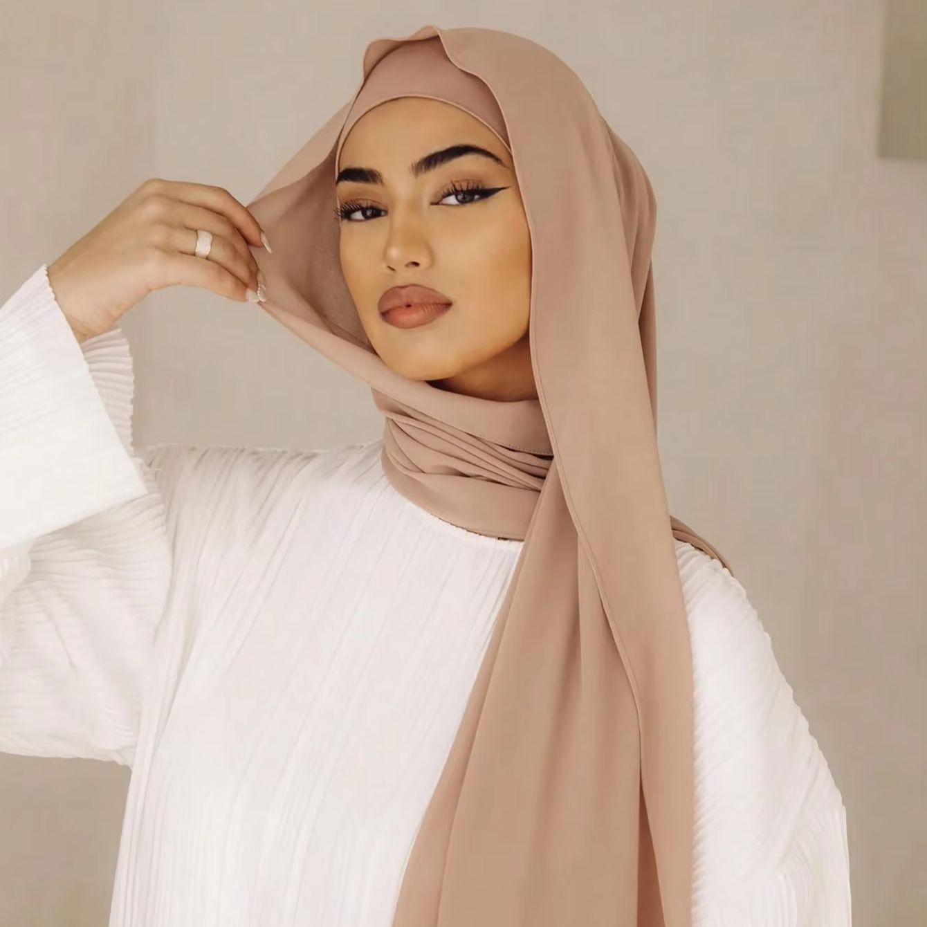 Ensemble de 2 pièces pour femme : Hijab et bonnet pour usage quotidien, hijab musulman en mousseline et bonnet élastique, turban tube uni, foulards