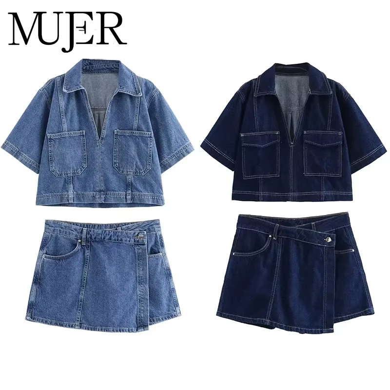 Ensemble de chemises pour femme MUJER 2026 – Chemises en jean bleues pour femme, chemises et blouses courtes d'été, chemises décontractées pour les vacances, hauts pour femme