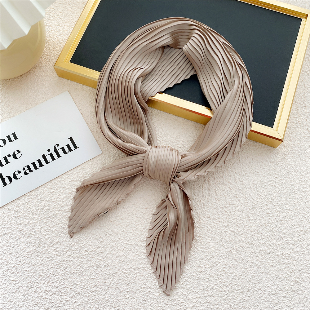 Écharpe Plissée en Satin pour Femme, Ruban Carré Maigre, Bande de Cheveux, Foulard Décoratif pour Sauna
