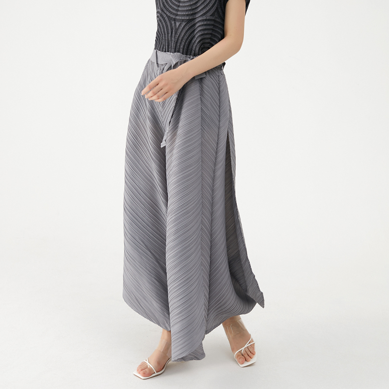 ATA YAKE-Pantalon Plissé à Jambes Larges pour Femme, Vêtement Esthétique Décontracté, avec Ceinture, Style Dubaï, Été