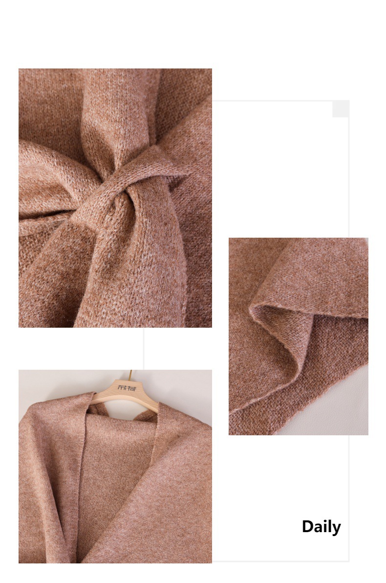 Châle triangulaire tricoté uni, écharpe tendance, cape d'épaule chaude en laine mélangée pour l'automne et l'hiver