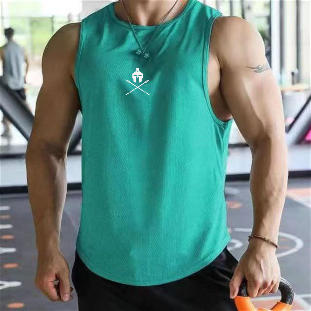 Débardeur de sport d'été pour hommes, respirant, coupe ample, t-shirt d'entraînement sans manches, gilet à séchage rapide, vêtements de fitness pour hommes