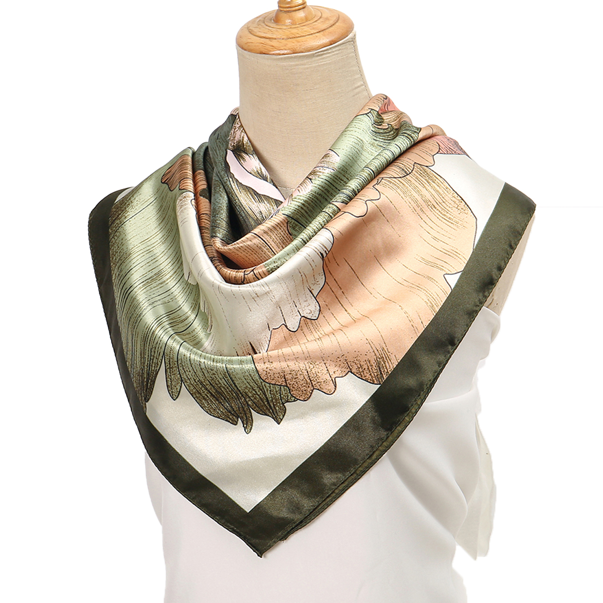 90*90 cm Satin soie carré écharpe femme mode foulard cou tête/cheveux foulards Bandana mouchoir imprimé fleuri foulard