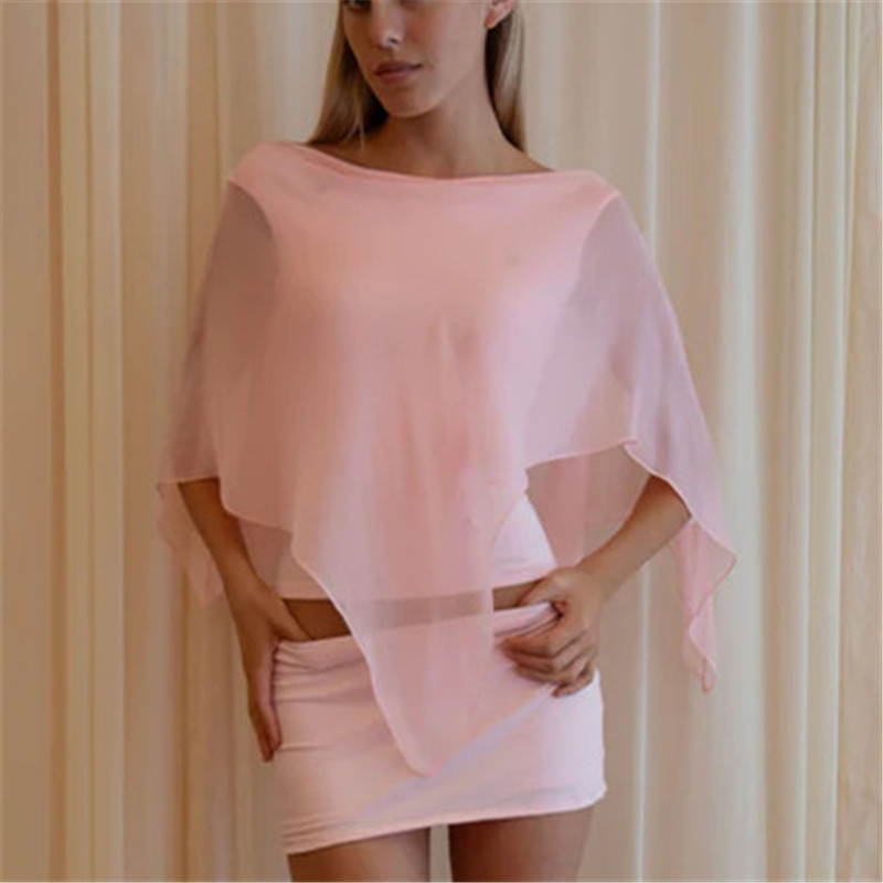 Femmes pure Poncho hauts couleur unie maille irrégulière châle enveloppes couverture ample été Clubwear pour fête de rue soirée mariage