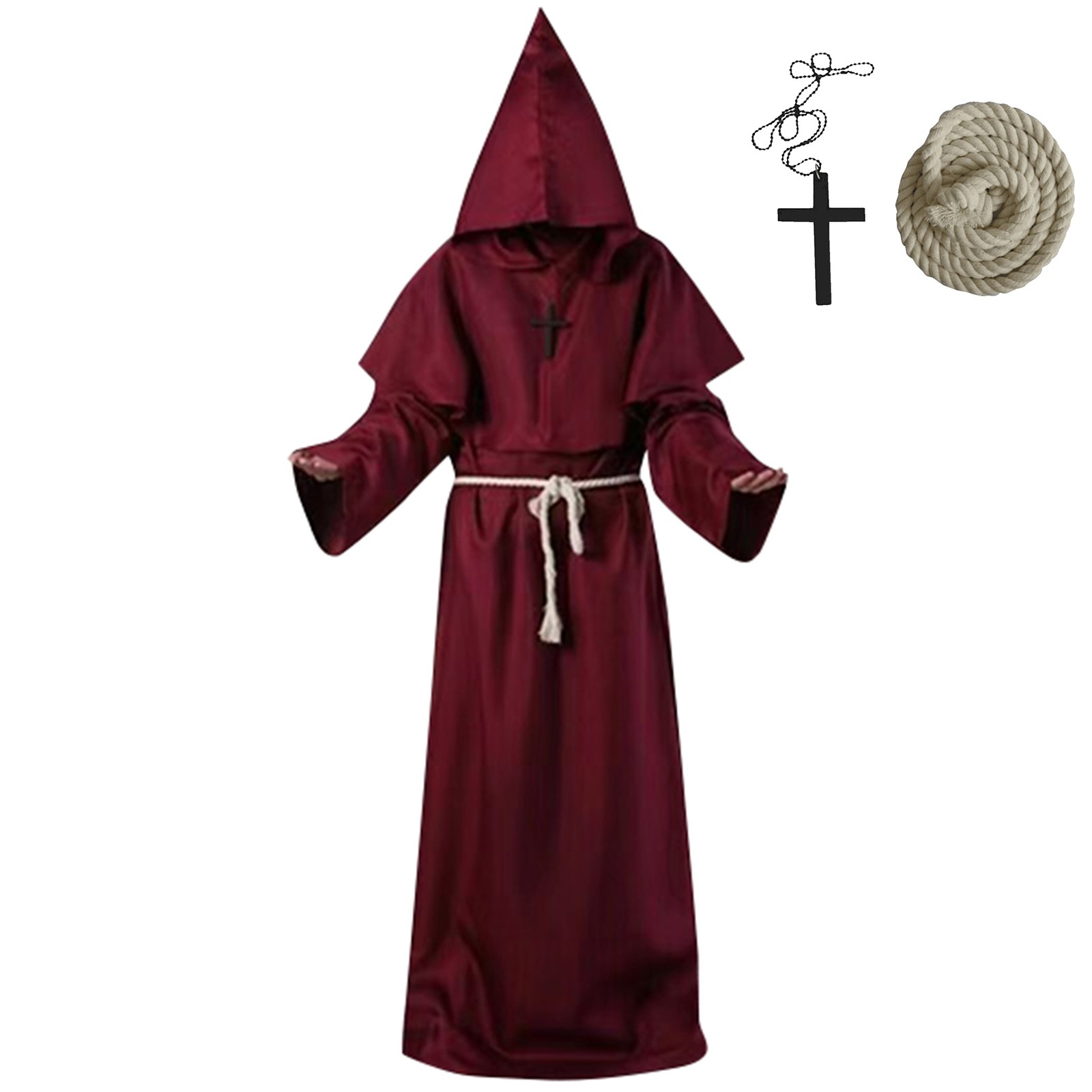 Costume de Moine Médiéval de Prairie, Robe de Magicien, Vêtements de Prêtre, d'Halloween