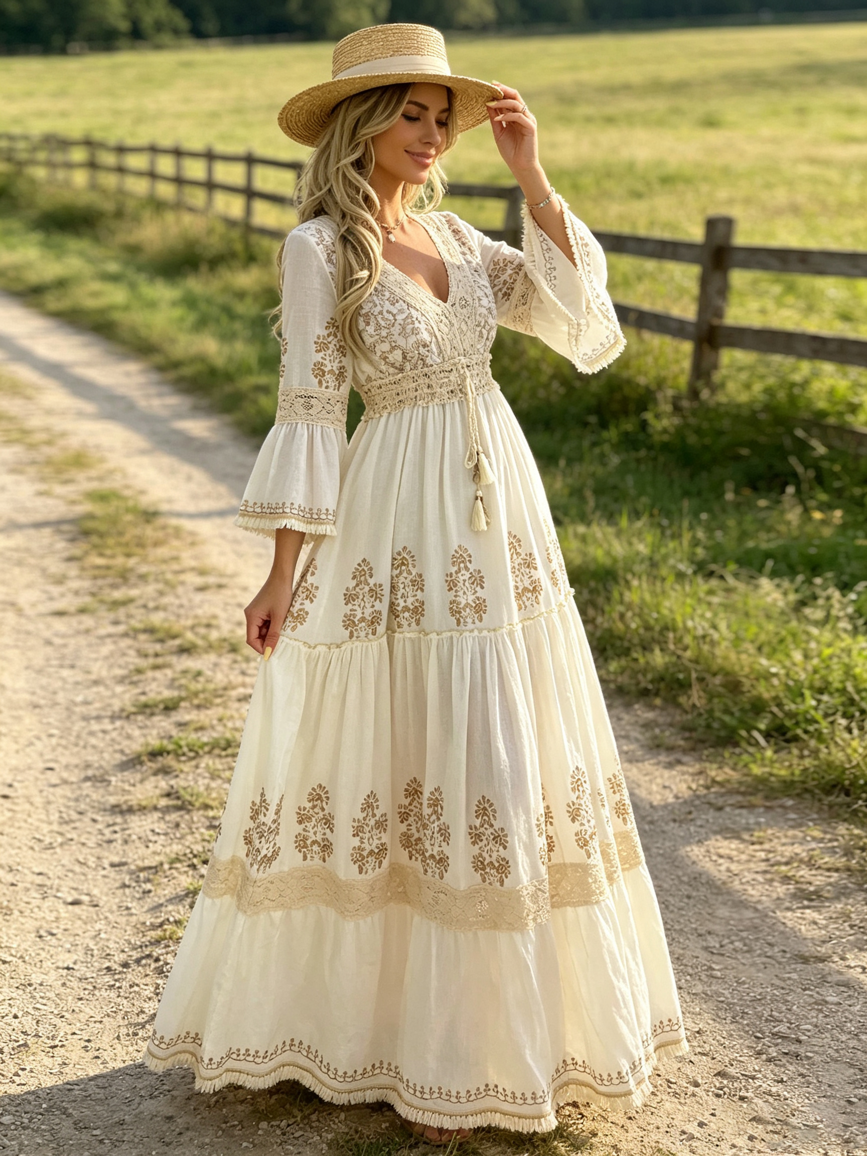 Robe longue femme 2026, imprimé floral bohème, col en V, pour l'été, robe de plage fluide, élégante, vintage, pour les vacances
