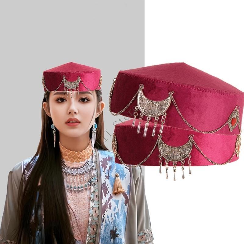 Handcraft kazakh ethnique top chapeau parfait pour les performances des festivals scène