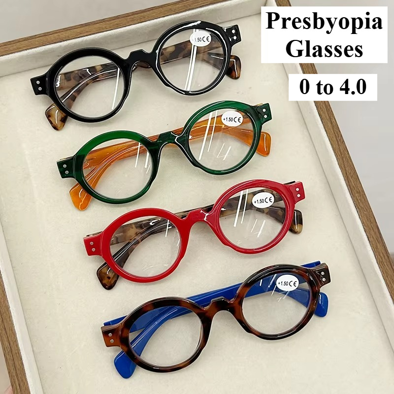 Lunettes de presbytie à monture ronde rétro littéraire pour femmes, monture ultralégère, haute définition, bloquant la lumière bleue, lunettes de lecture
