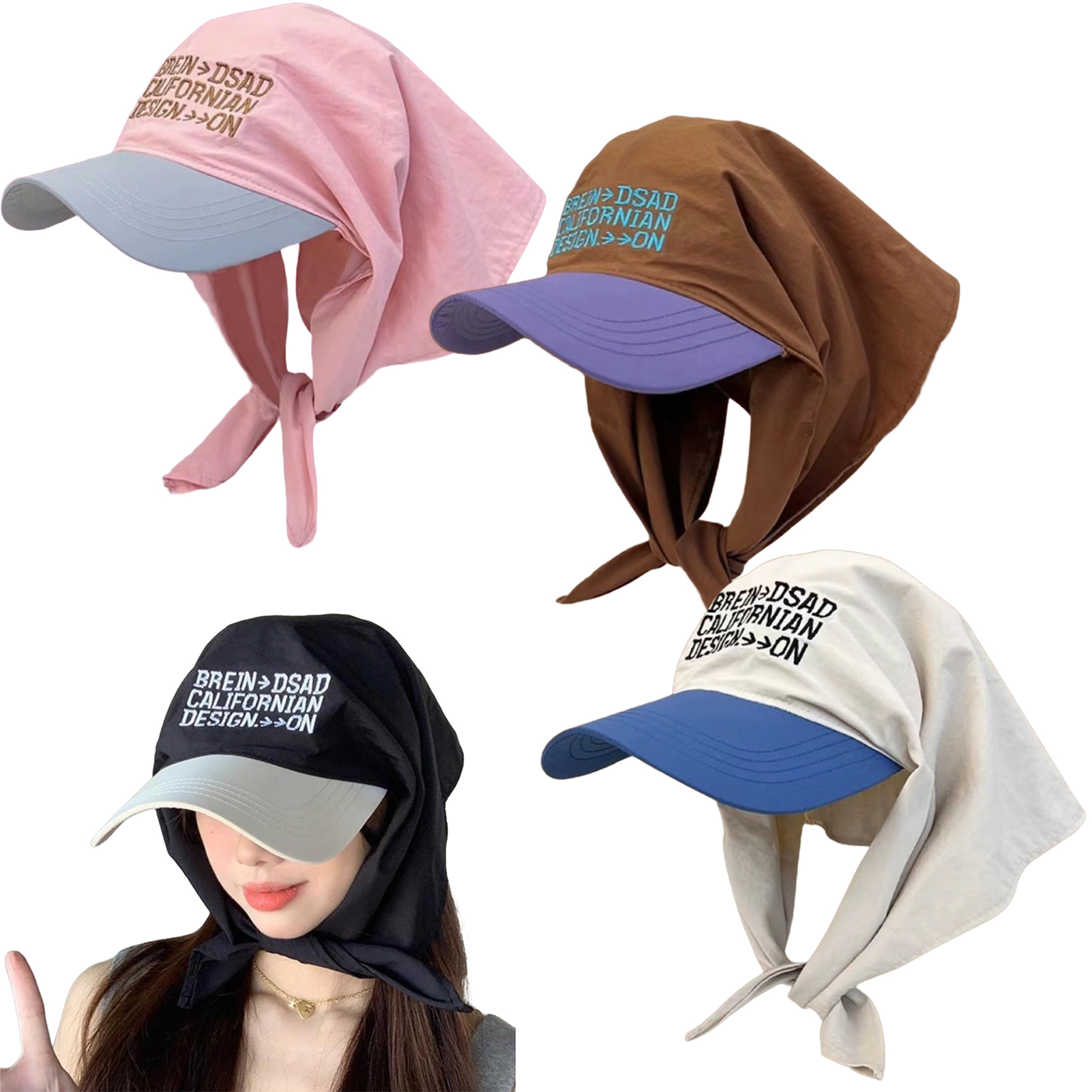 Bandana broderie casquette de Baseball auto-cravate bandeau crâne casquette bord visière foulard chapeau beau cadeau pour les amies soeurs