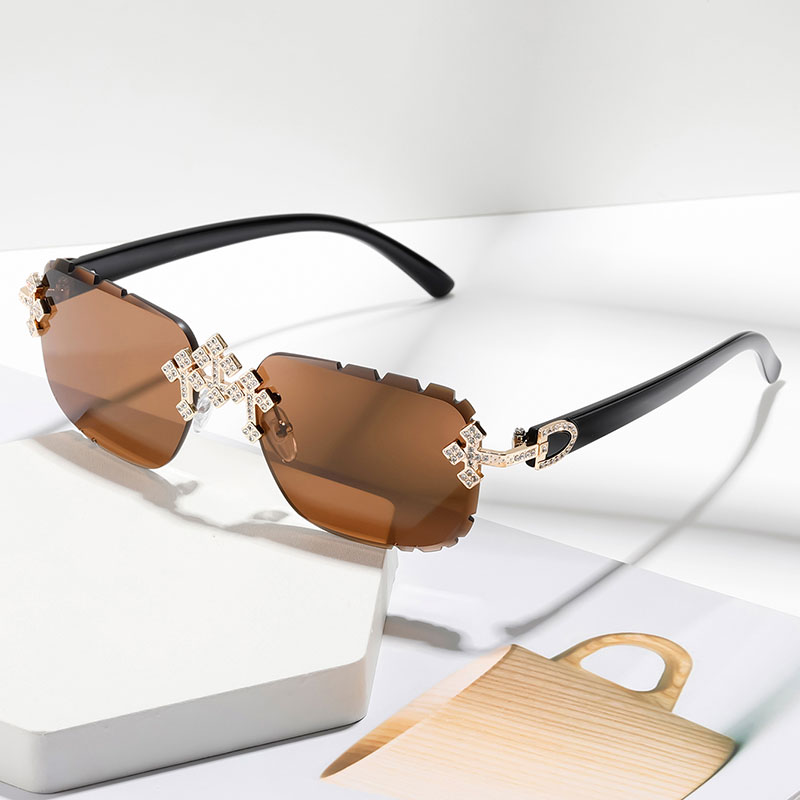 Nouvelles lunettes de mode sans monture pour hommes et femmes, verres haute définition avec incrustations de strass texturés, design de monture tendance, adaptées à un usage quotidien décontracté, choix de cadeau parfait