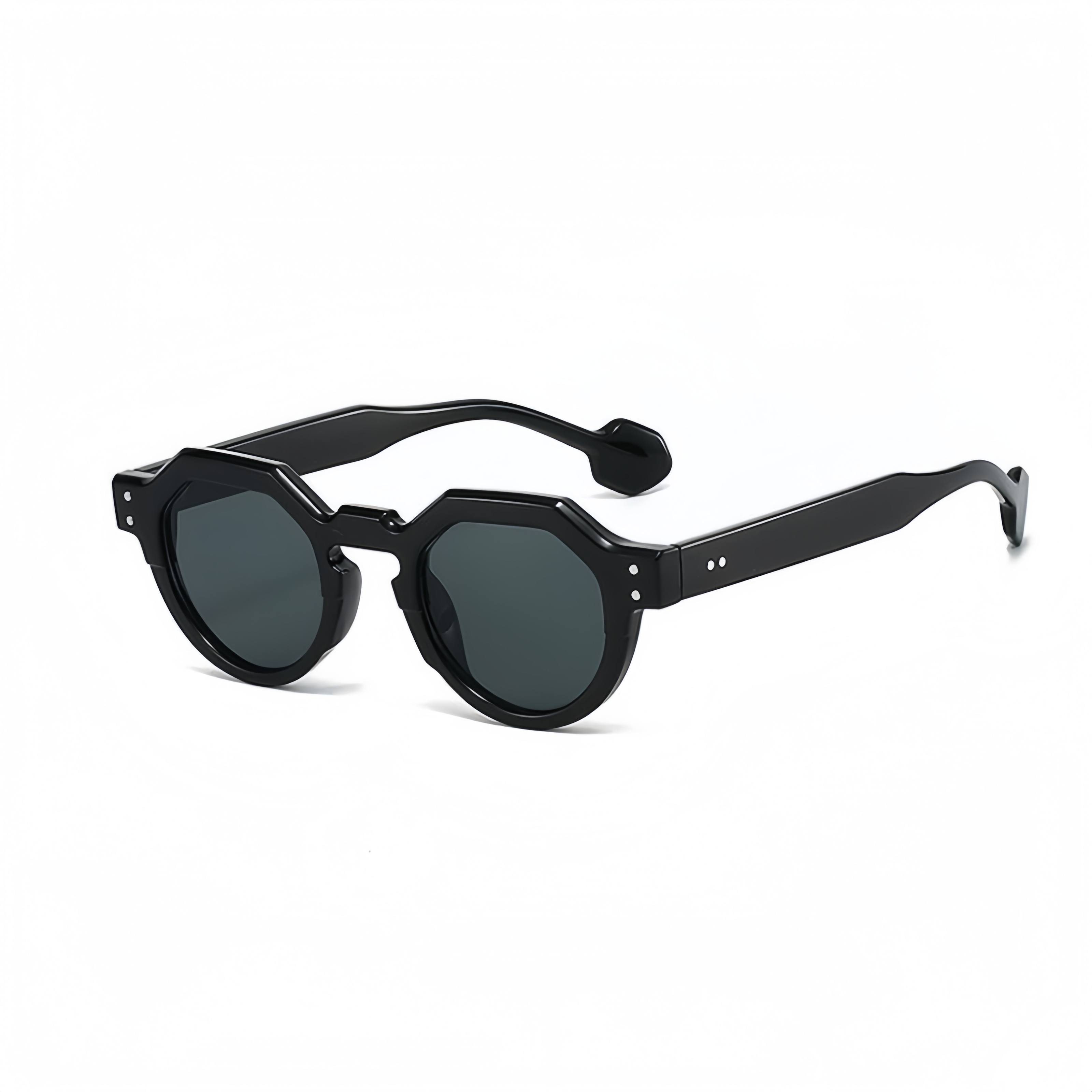 Lunettes de soleil semi-rondes irrégulières avec rivets, style européen et américain, unisexe, vintage, lunettes de style de rue tendance