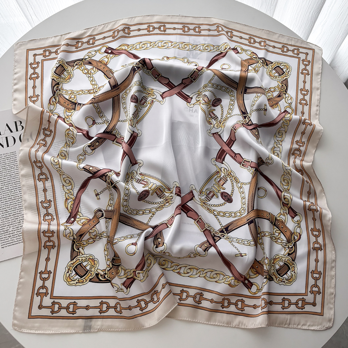 Foulard carré en soie de luxe pour femmes, Foulard imprimé, bandeau en Satin doux, sac à mains, rubans, Foulard, tête, Hijab, bandeau