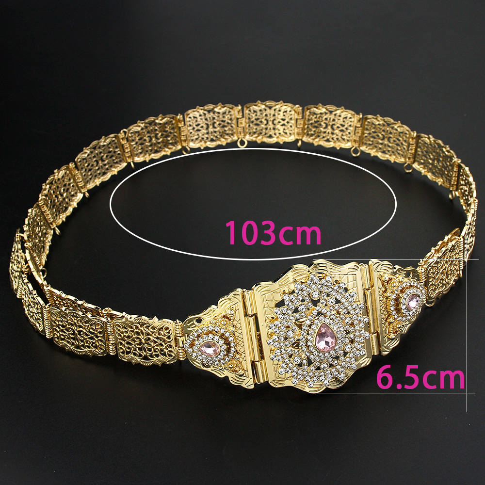 Sunspicems – ceinture Caftan marocain Chic pour femmes, chaîne en métal, longueur réglable, chaîne de taille arabe en cristal, bijoux de mariage algérie