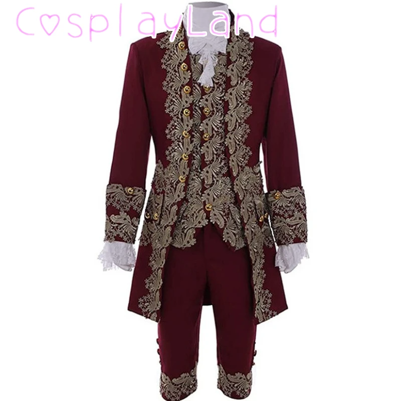 Costume victorien pour hommes, uniforme médiéval rococo, veste, gilet, pantalon, Prince Cosplay, mode Halloween, Costume grande taille