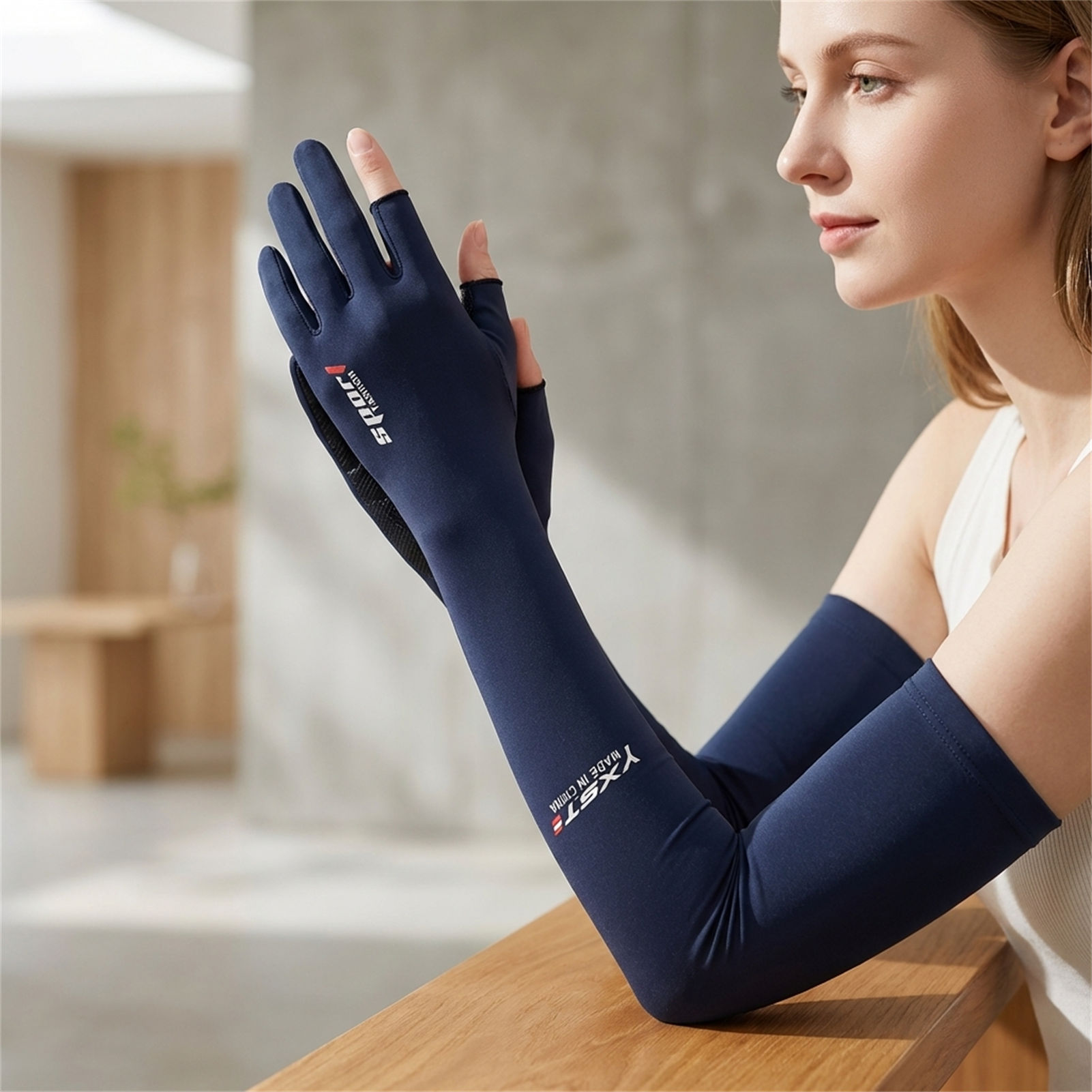 Manchons en soie glacée pour femmes et hommes, protection solaire estivale, respirants, antidérapants, à deux doigts, pour la pêche, le cyclisme, la conduite, chauffe-bras