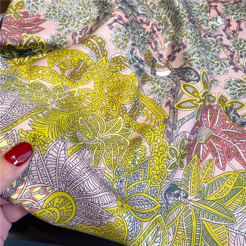 Foulard carré de luxe en sergé de 90cm pour femmes, bandeau de cheveux imprimé de printemps, Hijab, Foulard Sunsceen, châle enveloppant