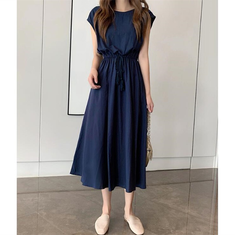Femmes robe à manches courtes robe d'été décontracté ample coton lin robe femme Vintage robe surdimensionnée à manches courtes robes de plage