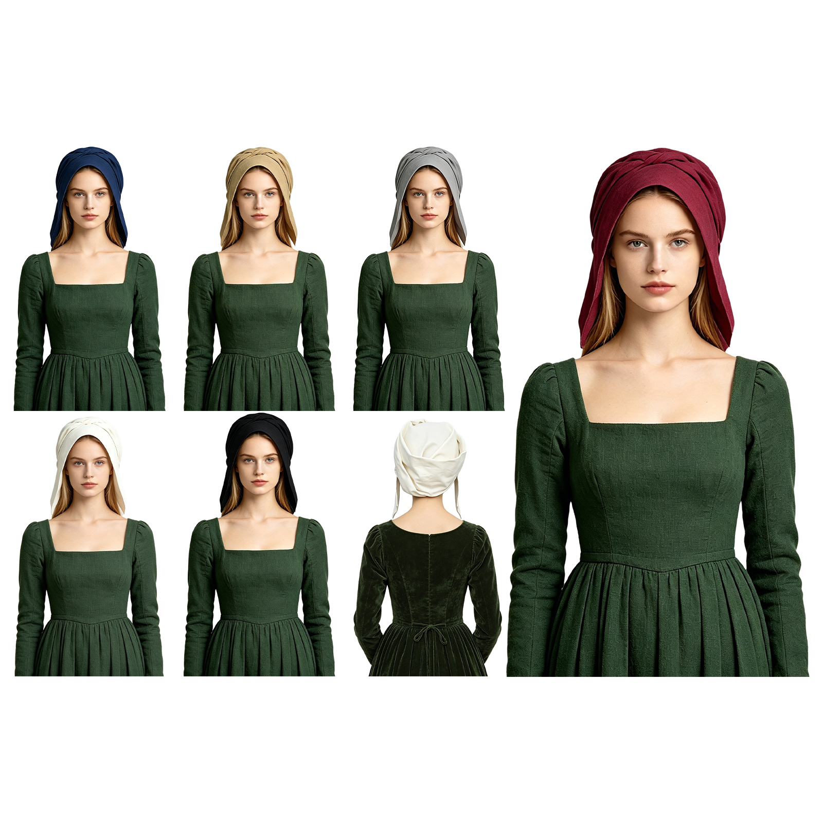 Coiffe ajustable médiévale pour femme, chapeau paysan Renaissance, accessoires de costume pour usage quotidien et événements festifs