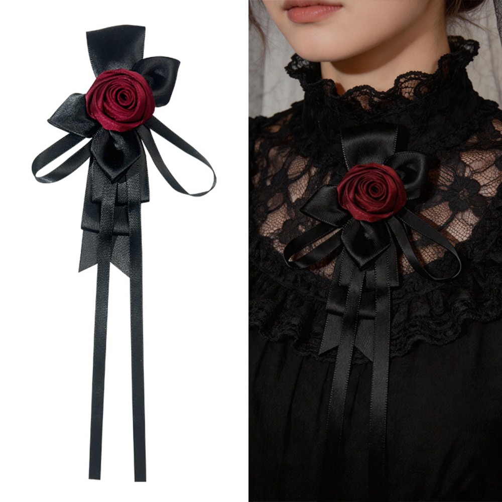 Nœud Papillon en Tissu Style Coréen pour Femme, Ruban Fleur Rose, Accessoire de Chemise, Bijou de Mariage et de Fête