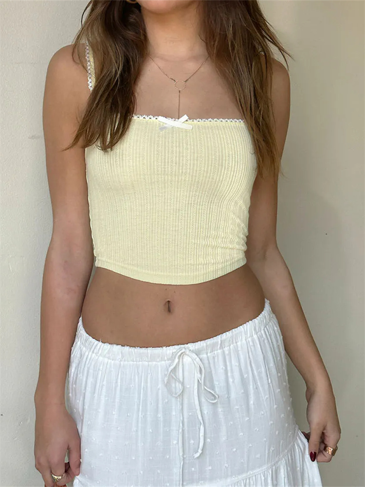 Mode femmes été Cami hauts sans manches col ouvert couleur unie Camisole gilet