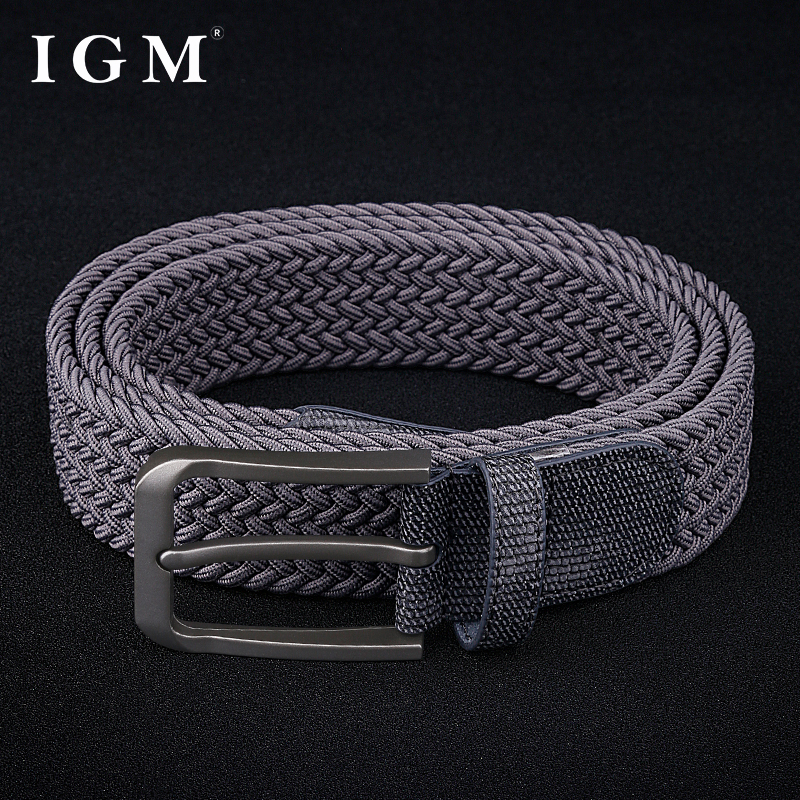 Ceinture élastique tressée pour homme sans trous, en toile, avec boucle ardillon, pour pantalon décontracté ou militaire