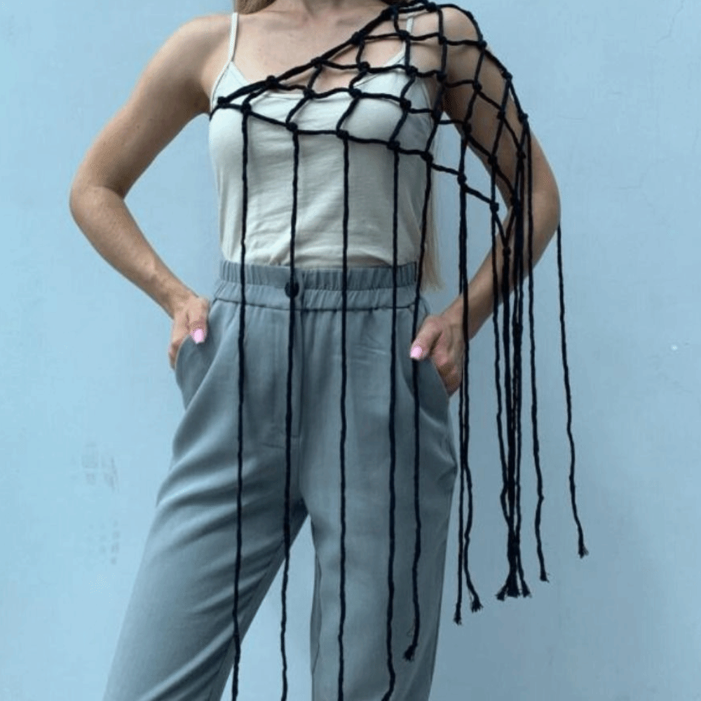 Nouvelle écharpe châle bohème à franges en filet, avec pompons décoratifs, design ethnique, ceinture en maille à pompons, ceinture de taille, style polyvalent