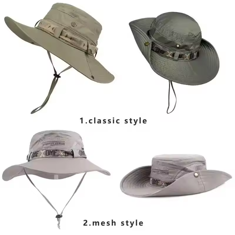 Chapeau Bob d'été pour homme, protection UV, large bord, style Panama, safari, chasse, randonnée, chapeau de pêcheur en maille, casquette de plage anti-UV