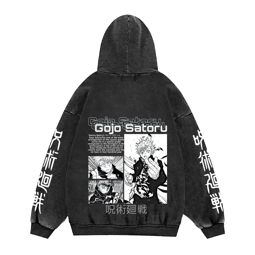Japon Anime Jujutsu Kaisen drôle graphique sweats à capuche Vintage lavé surdimensionné à capuche manches longues sweat à capuche en coton hommes femmes vêtements