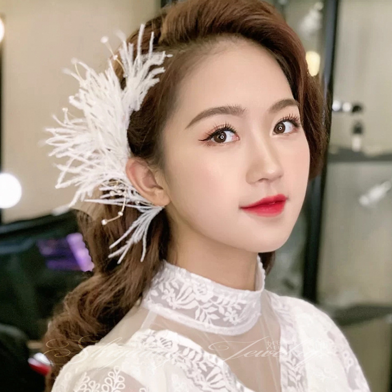 Barrettes à plumes, diadèmes, bijoux de cheveux de mariée pour femmes, épingles à cheveux en cristal et perles, nouvelles barrettes tendance, accessoires de mariage pour femme