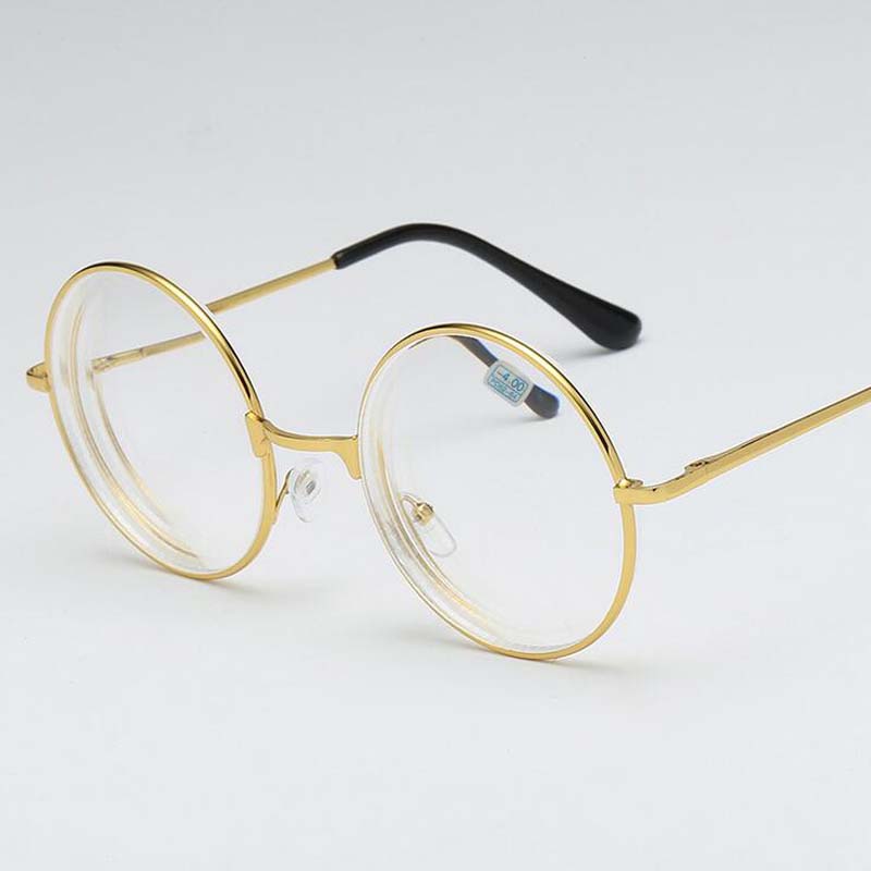 Lunettes rondes femme hommes lunettes rétro myopie optique montures métalliques lentille claire noir argent or lunettes-1.0 -1.5 -2.0 à-4.0