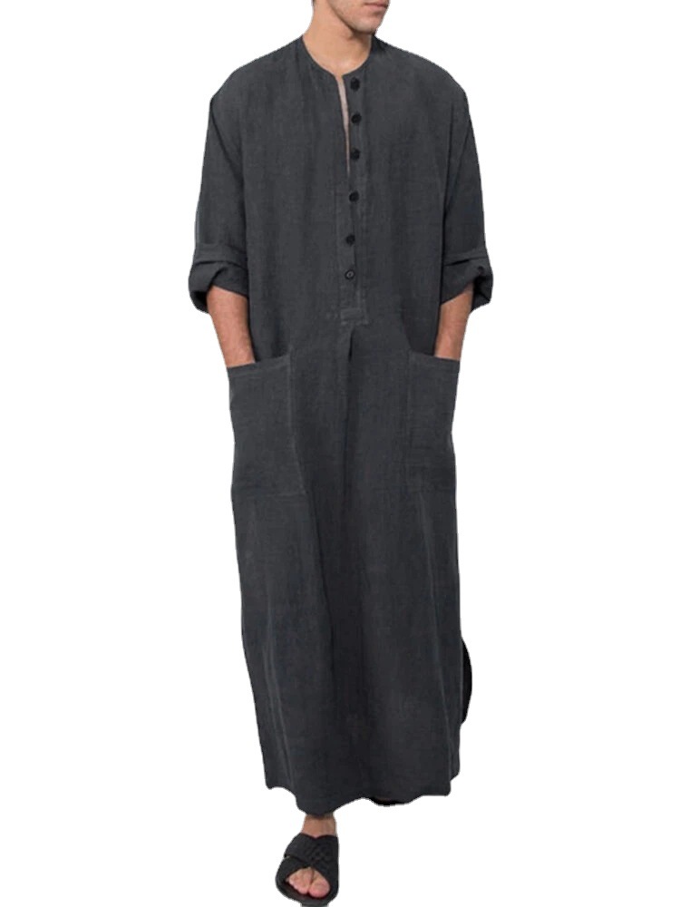 Djellaba musulmane à manches longues pour hommes, bouton, Thobe, Islam, Kaftan, Abaya, Pakistan, Arabie saoudite, Robe adt, MY950, Nouvelle arrivée