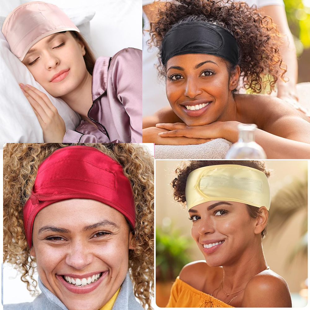 Bandeau de spa réglable en satin soyeux pour femme, idéal pour le maquillage et le lavage du visage, accessoire capillaire doux en tissu éponge