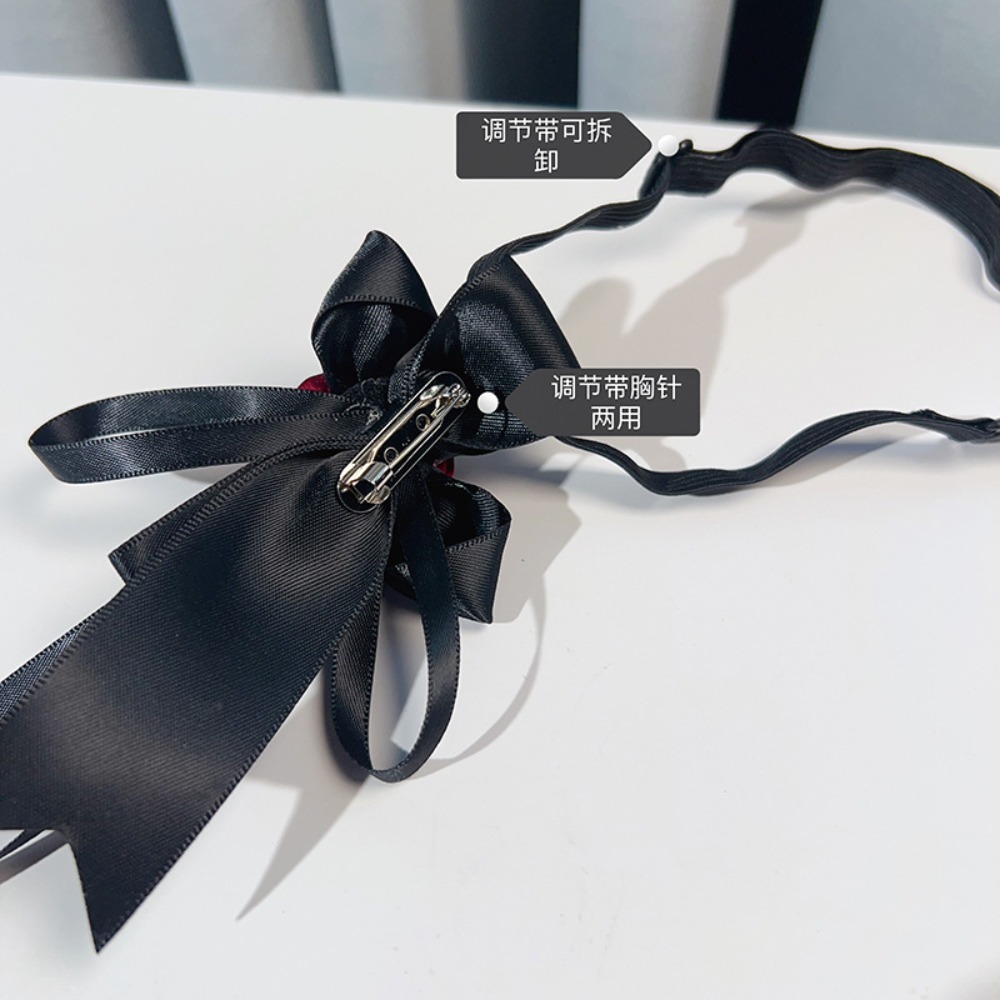 Nœud Papillon en Tissu Style Coréen pour Femme, Ruban Fleur Rose, Accessoire de Chemise, Bijou de Mariage et de Fête