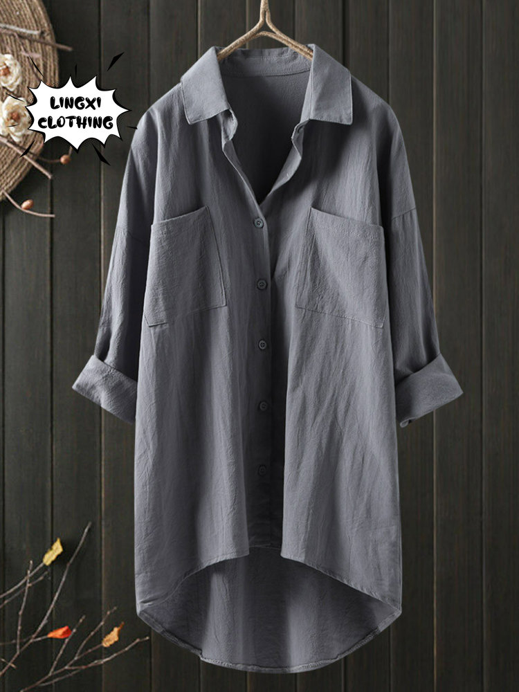Chemisiers élégants et pour jeunes femmes, décontracté, en coton et lin, grande taille, simple boutonnage, Style de déplacement, chemise à manches longues
