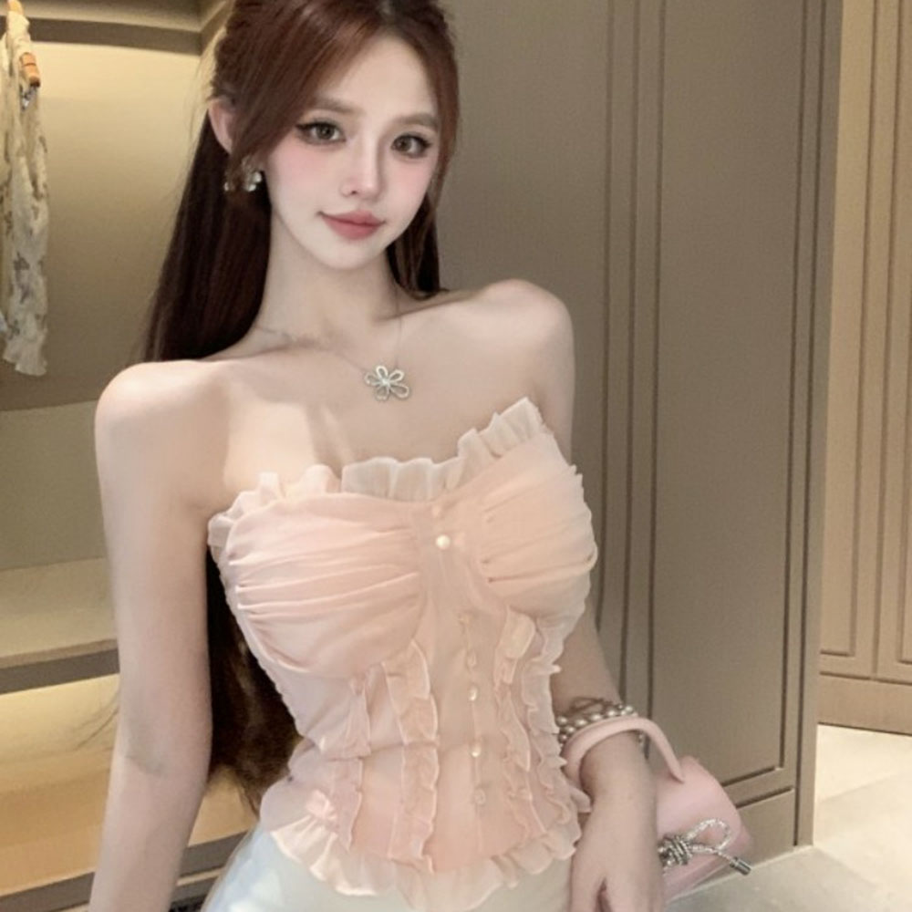 Chemise française en dentelle pour femmes, nouveau printemps, acétate, Satin, Design Premium, manches courtes, haut Slim, coréen, rose, chemisier doux pour dames