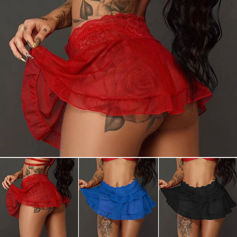 Mini jupe à volants en dentelle pour femmes, mini-jupe décontractée au-dessus du genou, jupes courtes de danse d'été, tenue de club de fête, noir, ultra sexy, 343