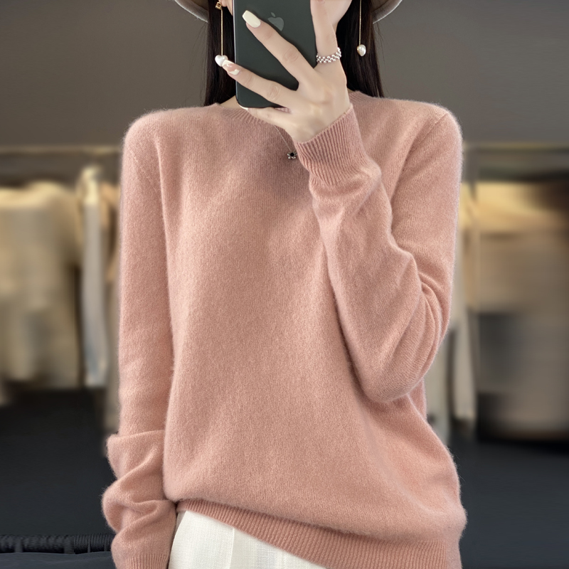 Nouveau pull en cachemire pour femme, automne et hiver, 100% laine mérinos, col rond, pull chaud tendance